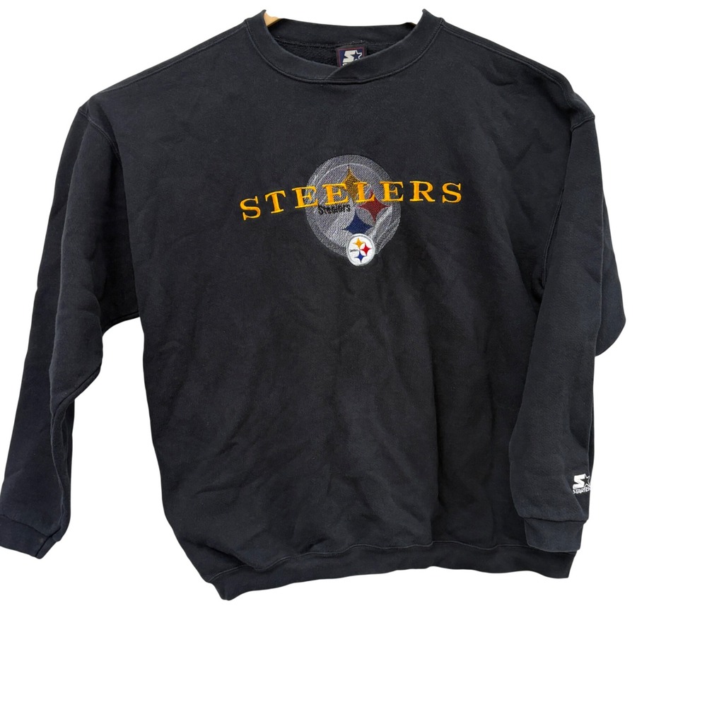 Vintage Starter Pittsburgh Steelers Sweatshirt XXL Black Embroidered‎ 90s USA